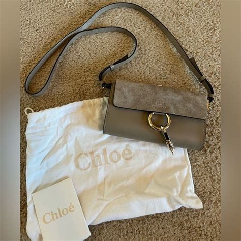 Chloe Faye Wallet On Strap In Motty Grey 